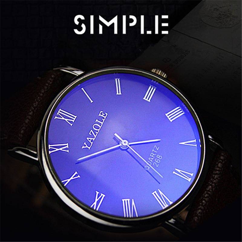 YAZOLE メンズ腕時計 クォーツ シンプル レザー ビジネス カジュアル カジュアル - 画像3