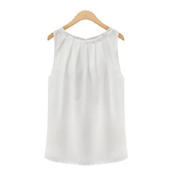レディース ノースリーブ ブラウス 白 シャツ シフォン素材 タック入り シンプル トップス 通 白-M 