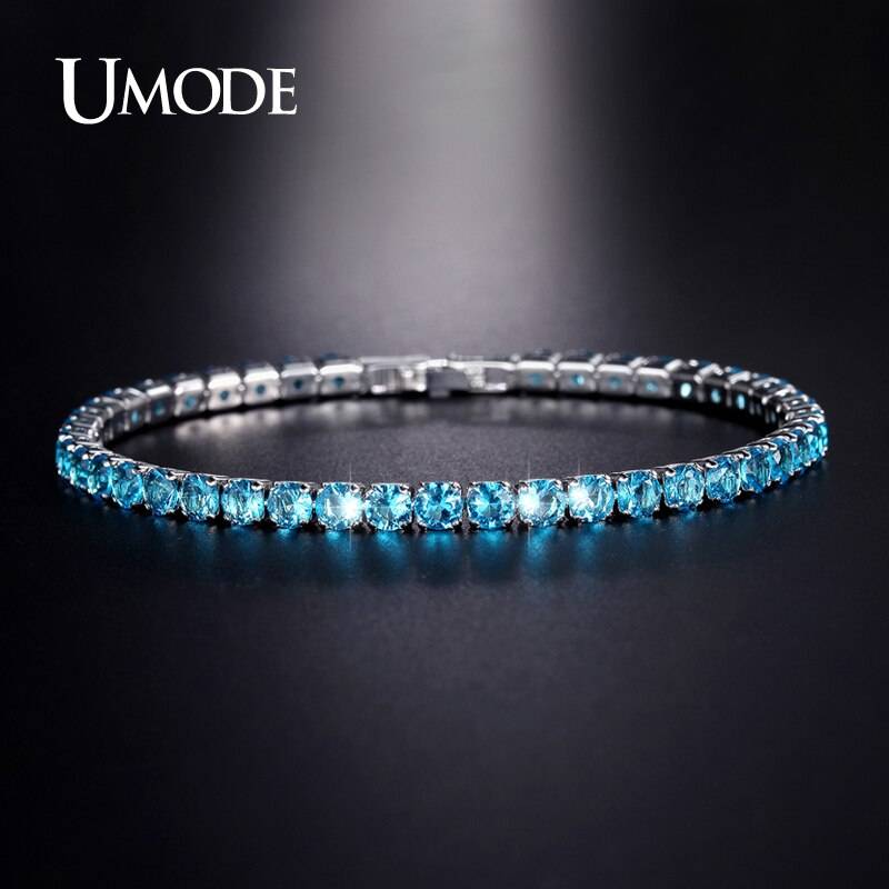 UMODE ブレスレット ファッション ジュエリー レディース アクセサリー  サファイアカラー19 CM - 画像3