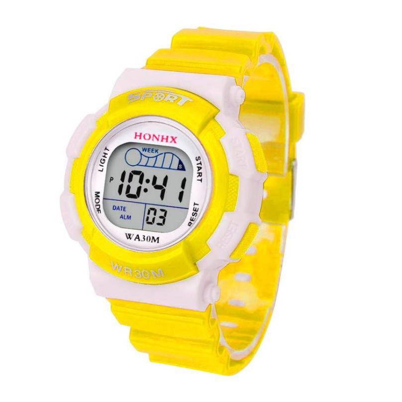 HONHX スポーツ時計 子供 デジタル LEDウォッチ キッズ 生活防水 ゴム シリコ  ピンク - 画像5
