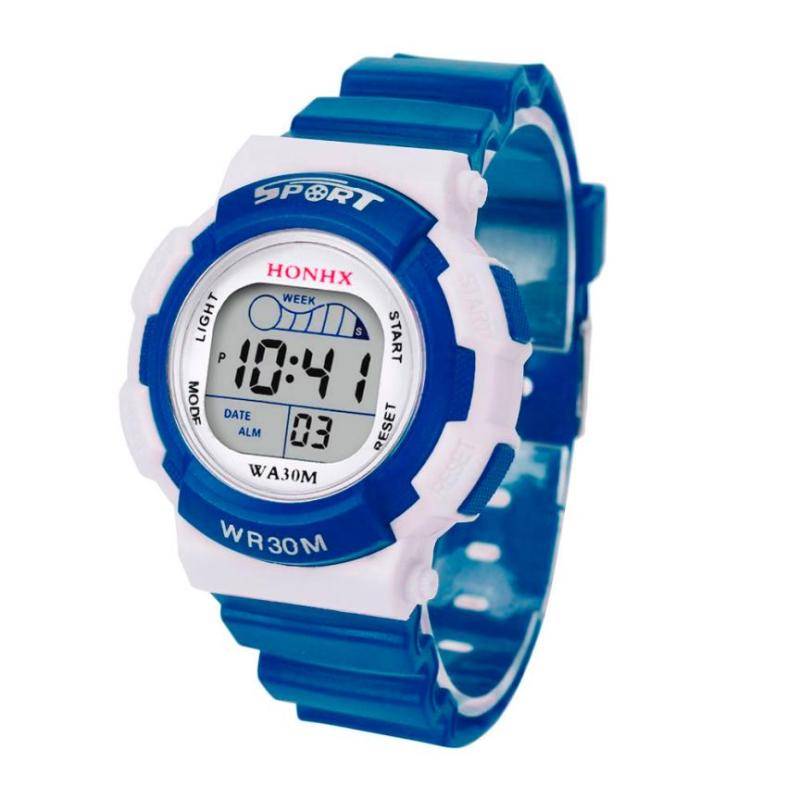 HONHX スポーツ時計 子供 デジタル LEDウォッチ キッズ 生活防水 ゴム シリコ  ピンク - 画像7