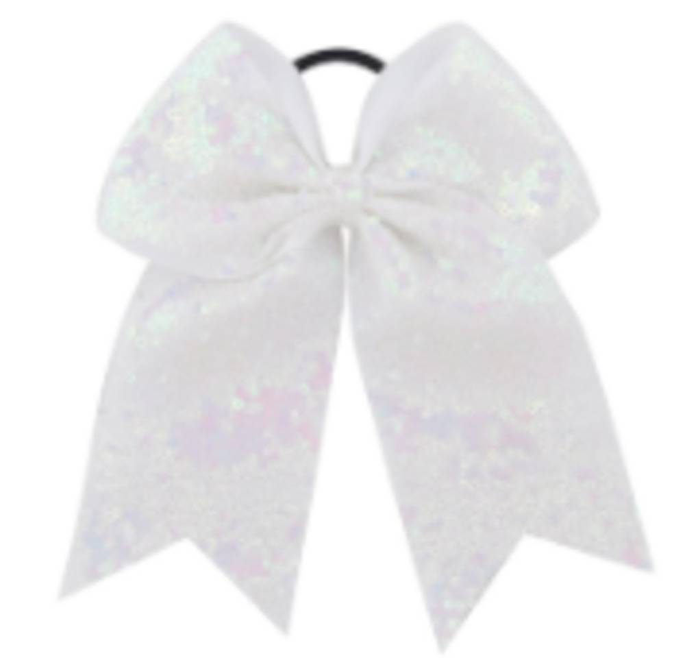 リボン キラキラ スパンコール ヘアゴム ヘアバンド ポニーテール おしゃれ ホワイト - 画像1