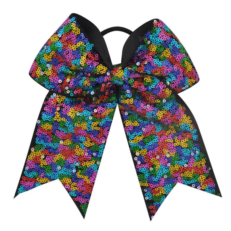 ヘアバンド ヘアゴム リボン スパンコール おしゃれ キラキラ ポニーテール  黒 カラフル