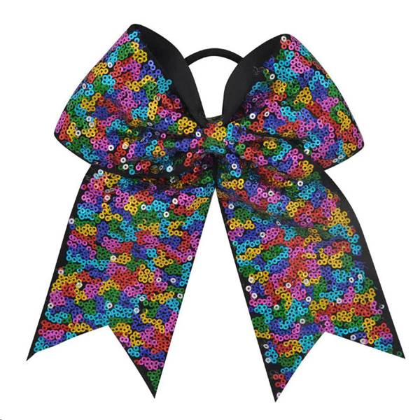 ヘアバンド ヘアゴム リボン スパンコール おしゃれ キラキラ ポニーテール  黒 カラフル