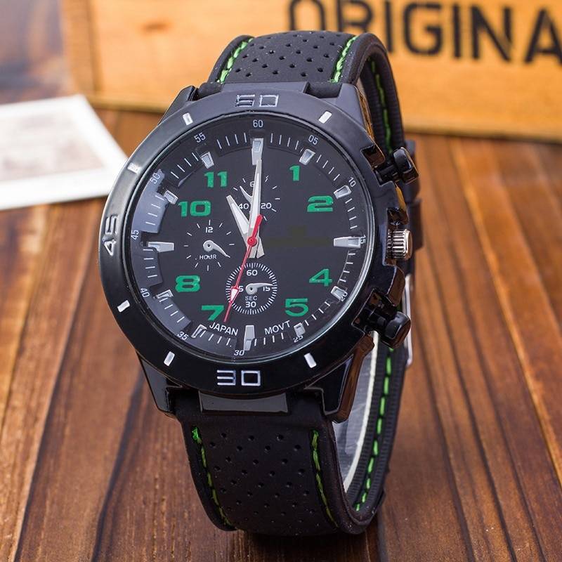腕時計 メンズ アウトドア スポーツ 男性 ギフト 父の日 プレゼント クォーツ シリコンバンド 緑