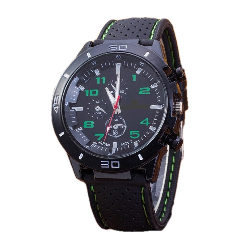 腕時計 メンズ アウトドア スポーツ 男性 ギフト 父の日 プレゼント クォーツ シリコンバンド 緑