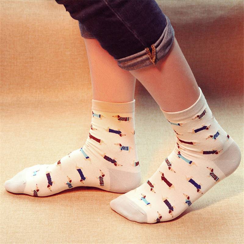 女性ダックスフントショートソックス 女の子レディース かわいいカラフル ペッ  - 画像2