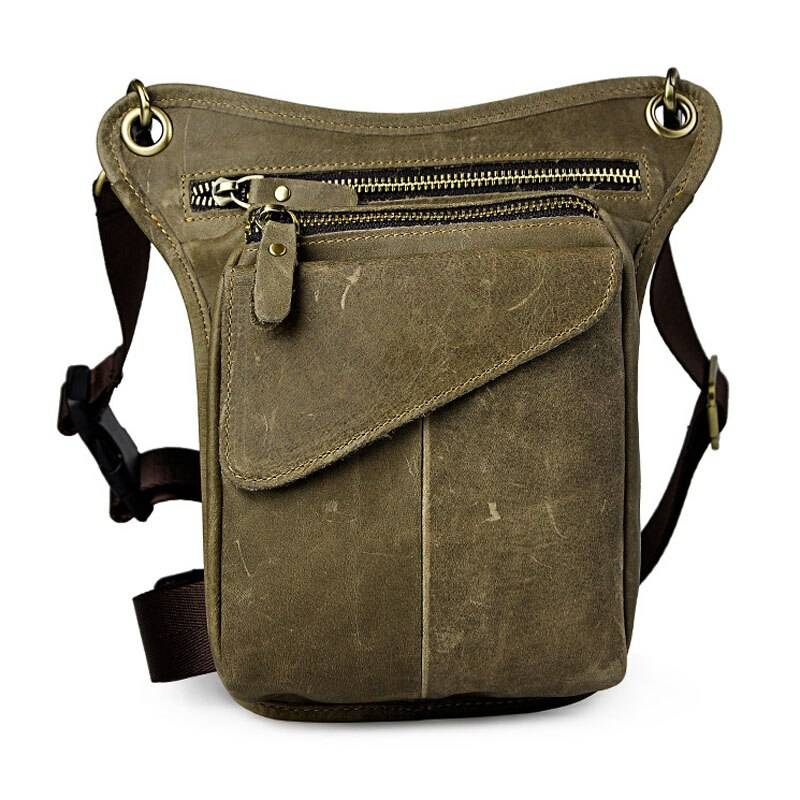 本革ウエストバッグ メンズ 茶色 ヒップバッグ レッグポーチ 牛革仕様 Light Brown - 画像11