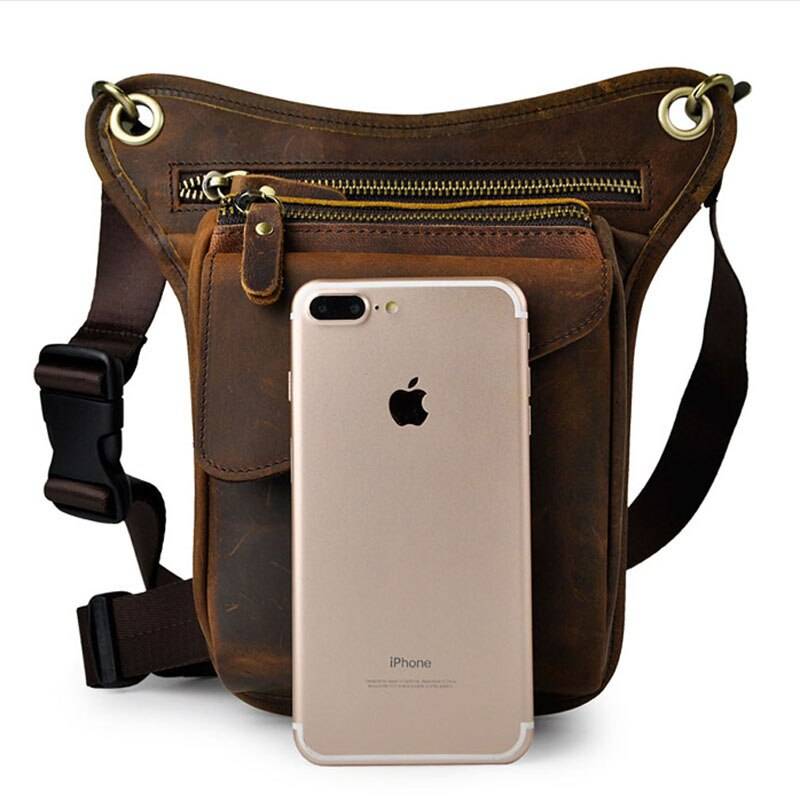 本革ウエストバッグ メンズ 茶色 ヒップバッグ レッグポーチ 牛革仕様 Light Brown - 画像5