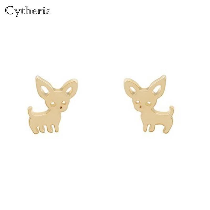 チワワ ピアス 犬 ペット かわいい 動物 スタッドピアス プレゼント ギフト  ゴールド