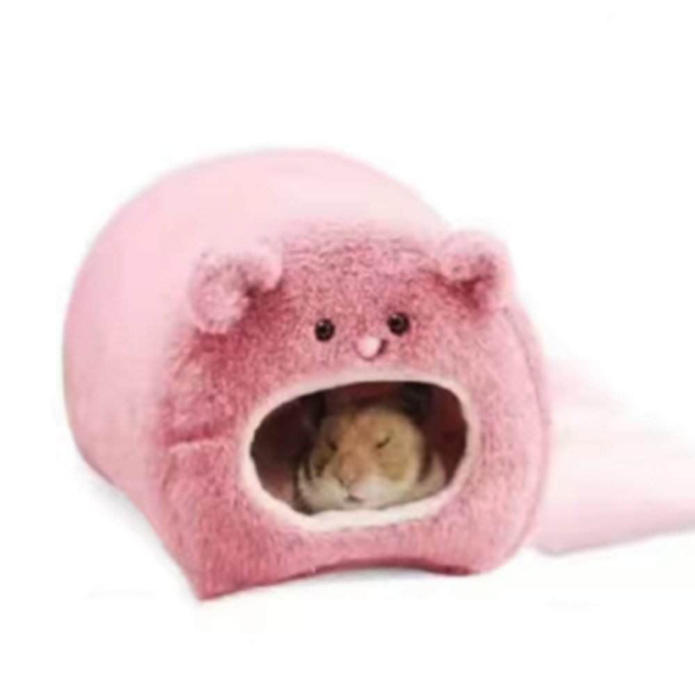 ハムスター ハウス ケージ ペット 小動物 ベッド 冬 家 暖かい 吊りケージ 巣 寝床  ピンク