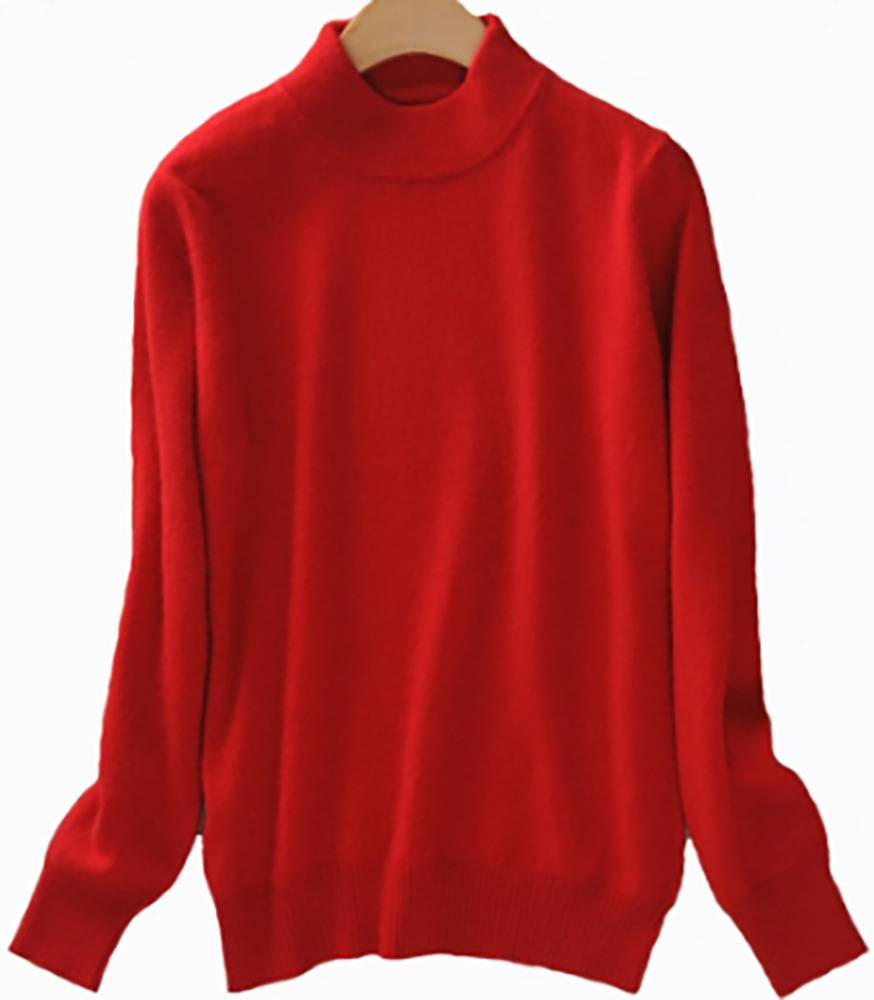 レディース ニット 秋冬 コーデ プルオーバー タートルネック スリムニット カシミヤ  赤-XL - 画像1