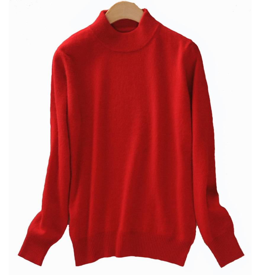 レディース ニット 秋冬 コーデ プルオーバー タートルネック スリムニット カシミヤ  赤-XL - 画像19