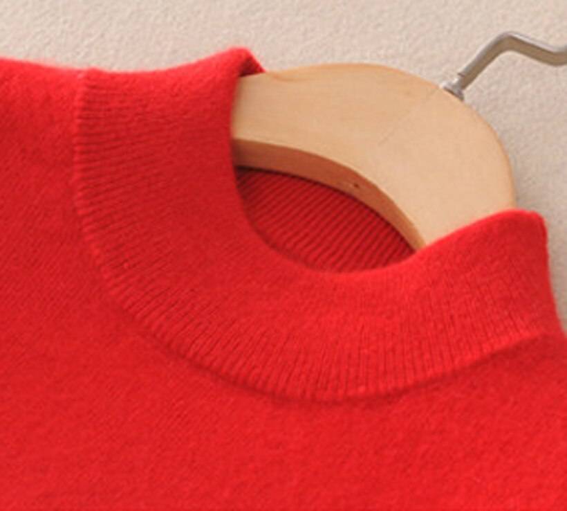 レディース ニット 秋冬 コーデ プルオーバー タートルネック スリムニット カシミヤ  赤-XL - 画像3