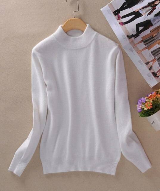 レディース ニット 秋冬 コーデ プルオーバー タートルネック スリムニット カシミヤ  赤-XL - 画像9