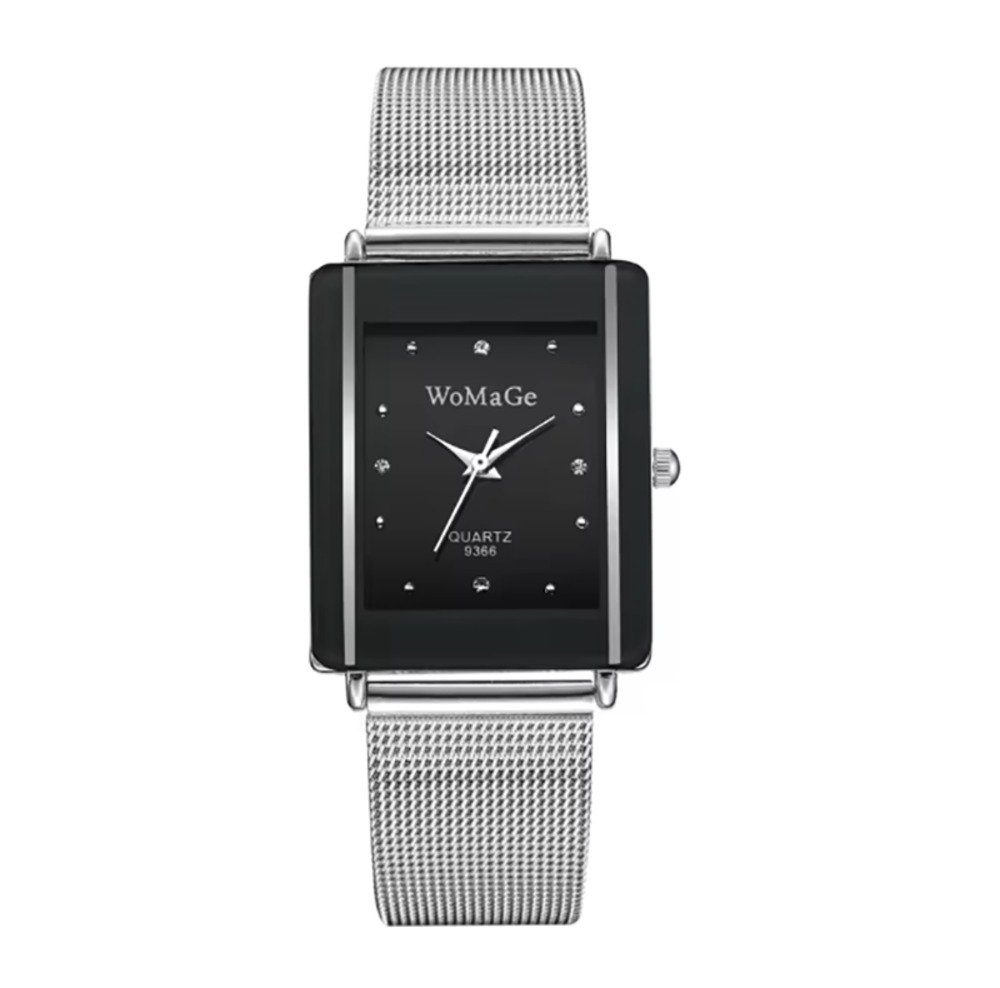 レディース 腕時計 クォーツ スリム ファッション ビジネス カジュアル 長方形  ブラック
