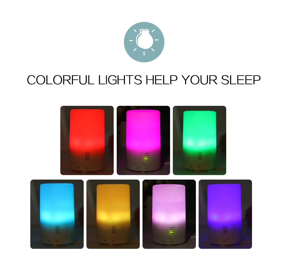 加湿器 卓上 アロマディフューザー 超音波式 USB充電 5色LEDライト ホワイト 125ml - 画像3