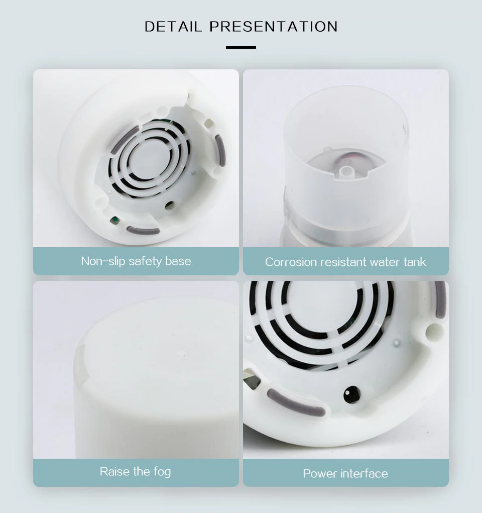 加湿器 卓上 アロマディフューザー 超音波式 USB充電 5色LEDライト ホワイト 125ml - 画像4