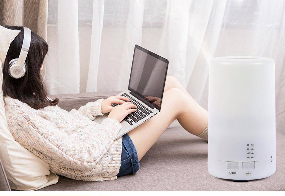 加湿器 卓上 アロマディフューザー 超音波式 USB充電 5色LEDライト ホワイト 125ml - 画像5