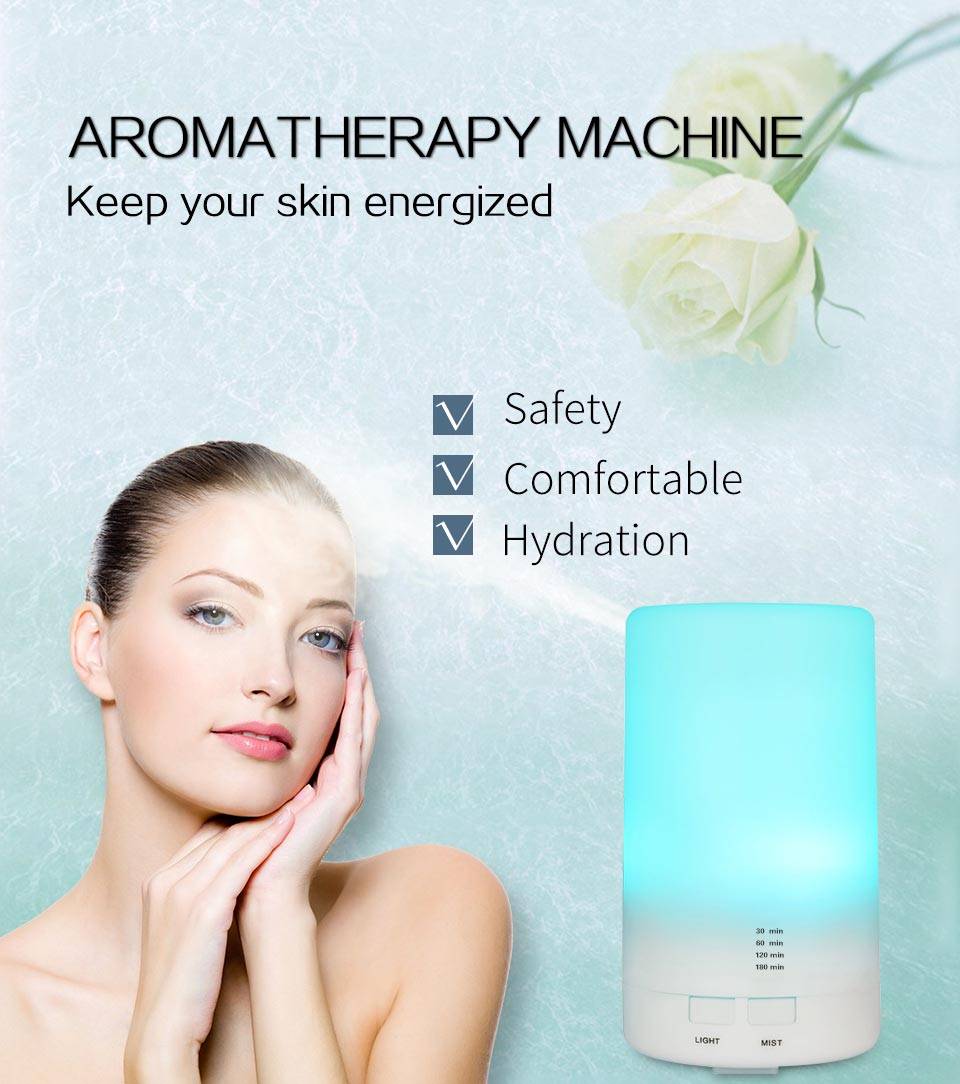 加湿器 卓上 アロマディフューザー 超音波式 USB充電 5色LEDライト ホワイト 125ml - 画像7