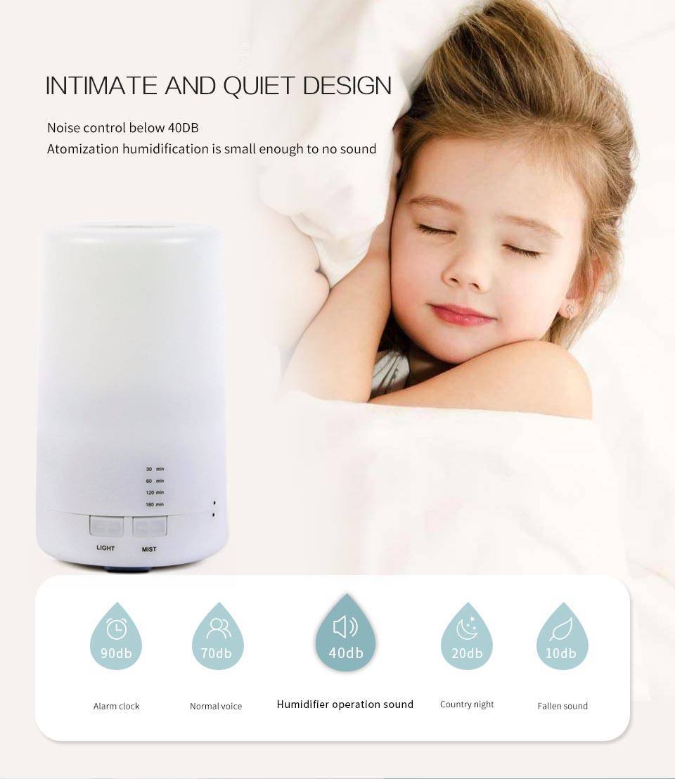 加湿器 卓上 アロマディフューザー 超音波式 USB充電 5色LEDライト ホワイト 125ml - 画像10