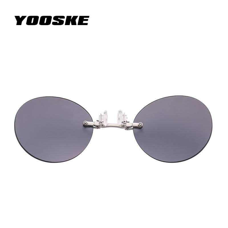 YOOSKE メンズ ノーズ サングラス ケース 無し 小型 円形 クリップ アイウェア ギフト 父の日 - 画像4