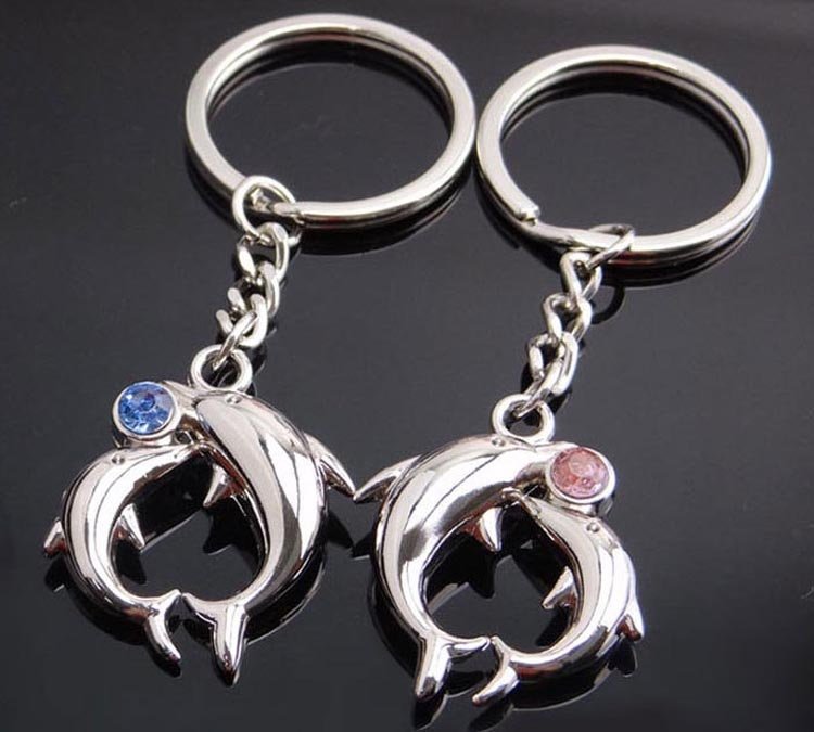 イルカキーホルダー カップル 女性 セルリアン ブルー ピンク イルカ 水族館 ベスト ギフトジ  銀