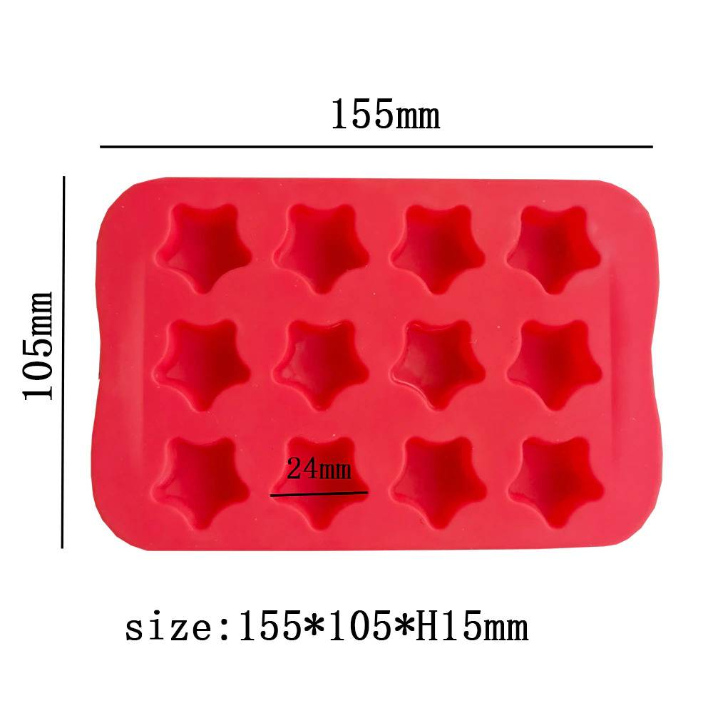 シリコンモールド 星型 バレンタイン チョコレート 12個 アイスキューブ トレー 石鹸 お菓子作り 星 - 画像3