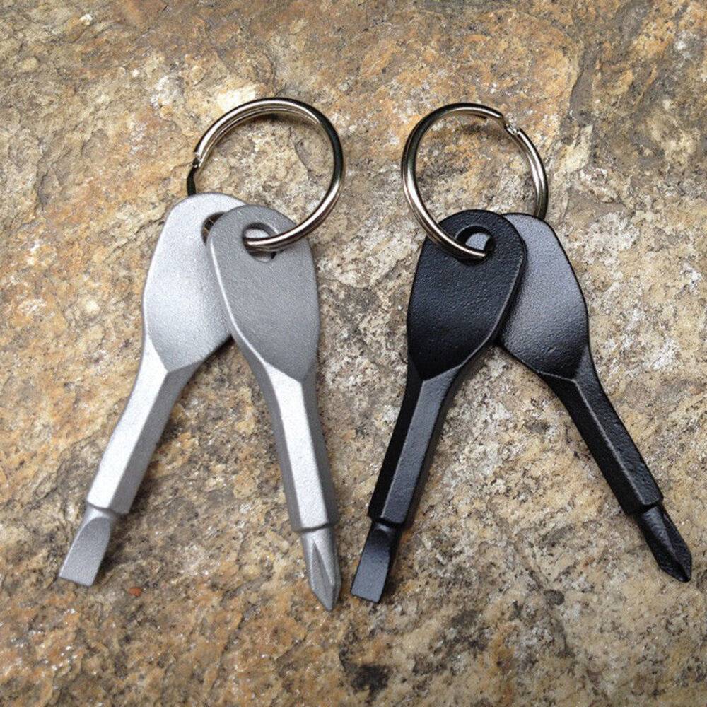 ドライバー キーホルダー ステンレス ポケット アウトドア ツール EDC キーリング 修理 2個  - 画像2