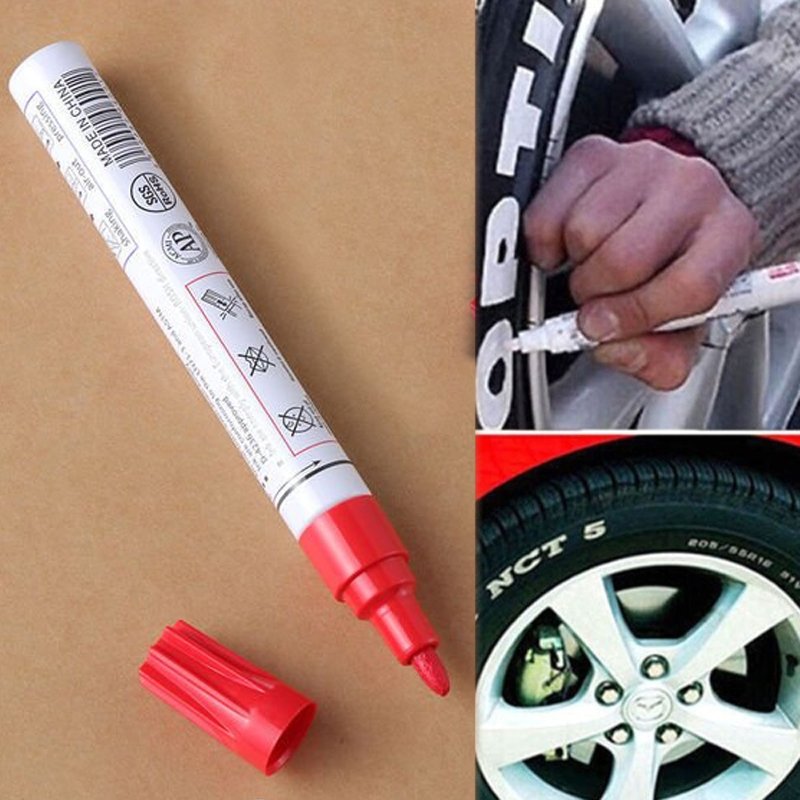 タイヤ マーカー ペン マジック タッチアップ ペイント カー 車 スクラッチ 補修  赤