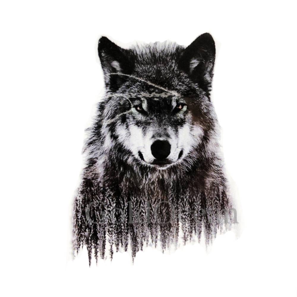 タトゥー シール コスプレ ファッション 防水 インスタント かっこいい オオカミ 狼 HSZ122 - 画像1