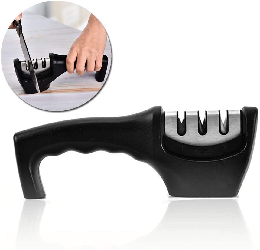 包丁研ぎ  3段階 研ぎ機 キッチン シャープナー 安全 滑り止め ステンレス対応 包丁  黒