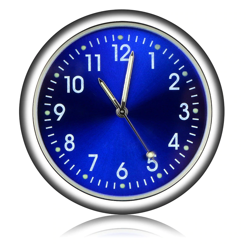 自動車 アクセサリー 時計 車内用 アナログ 車載用 冷蔵庫 ダッシュボード クォーツ 車の時計   青 - 画像1