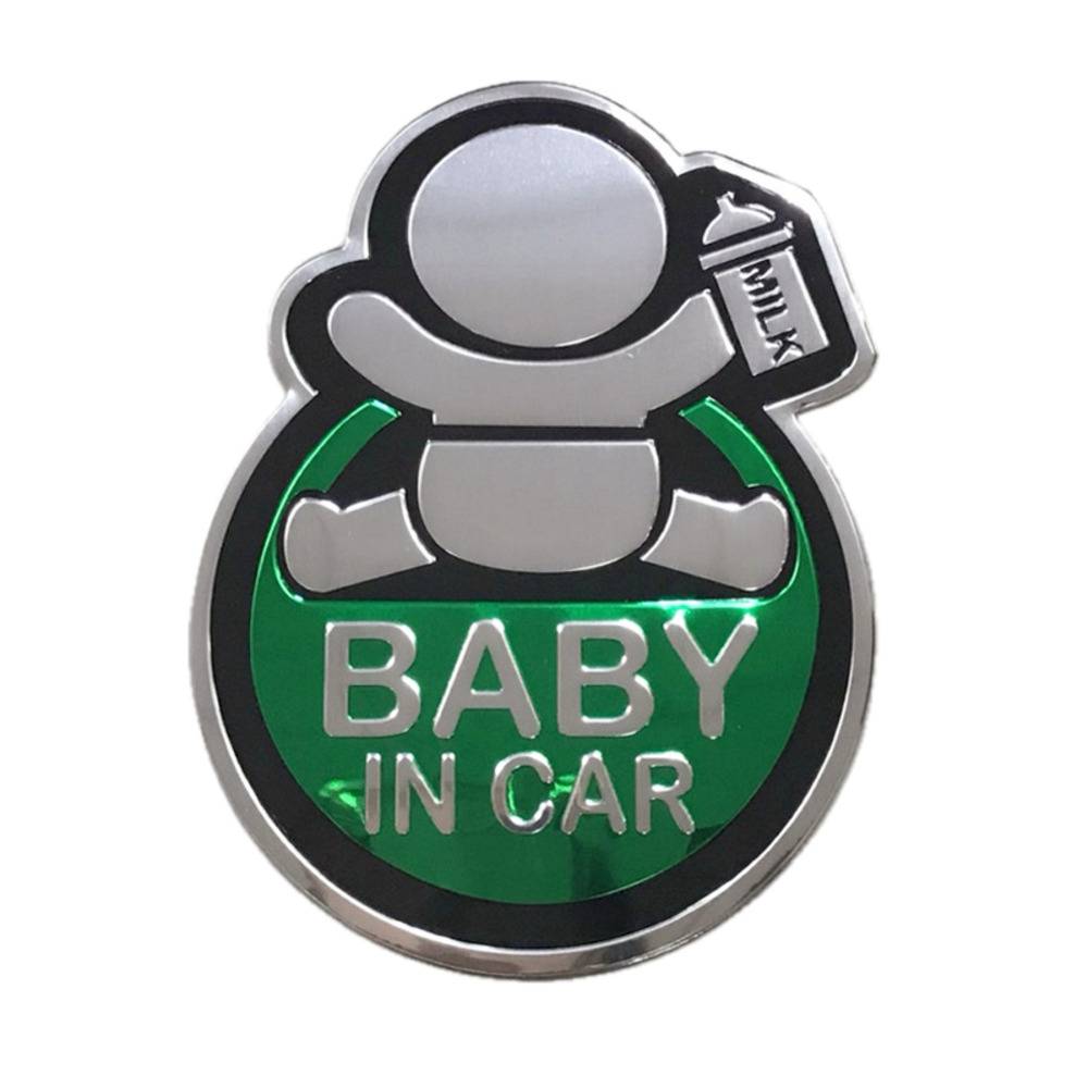 カー ステッカー ベビーインカー プレートタイプ アルミ製 エンブレム シール 車用 チャイルドサイン  緑