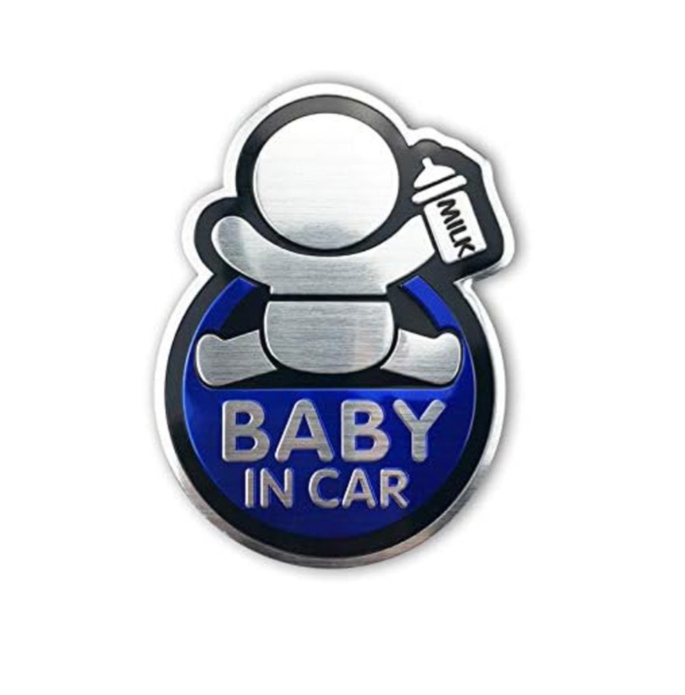 カー ステッカー ベビーインカー アルミ製 エンブレム シール 車用 チャイルドサイン  青