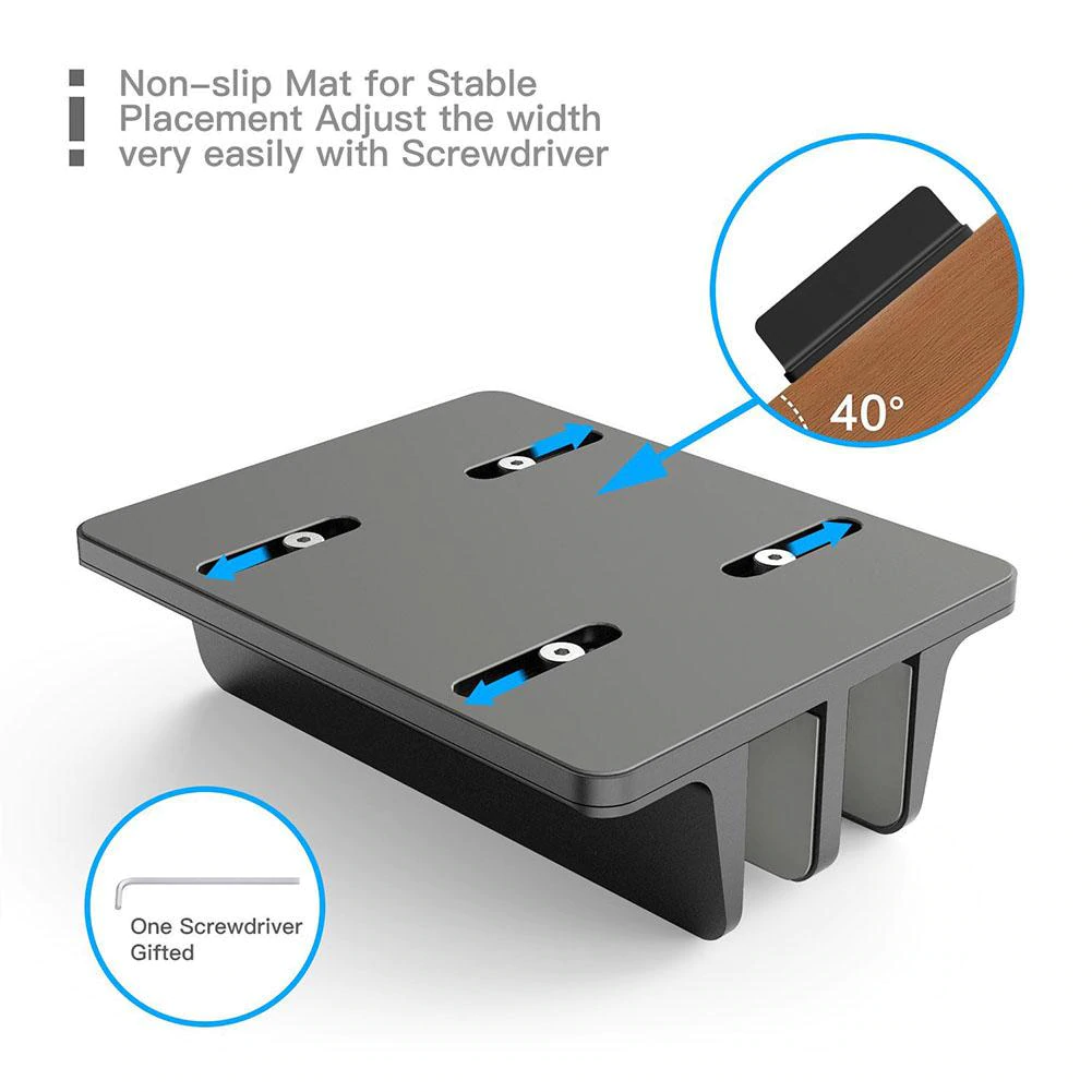 ノートパソコン スタンド 安定 パソコン アルミ合金素材 ２台収納 デスクトップ 縦置き ホルダー 黒 - 画像7