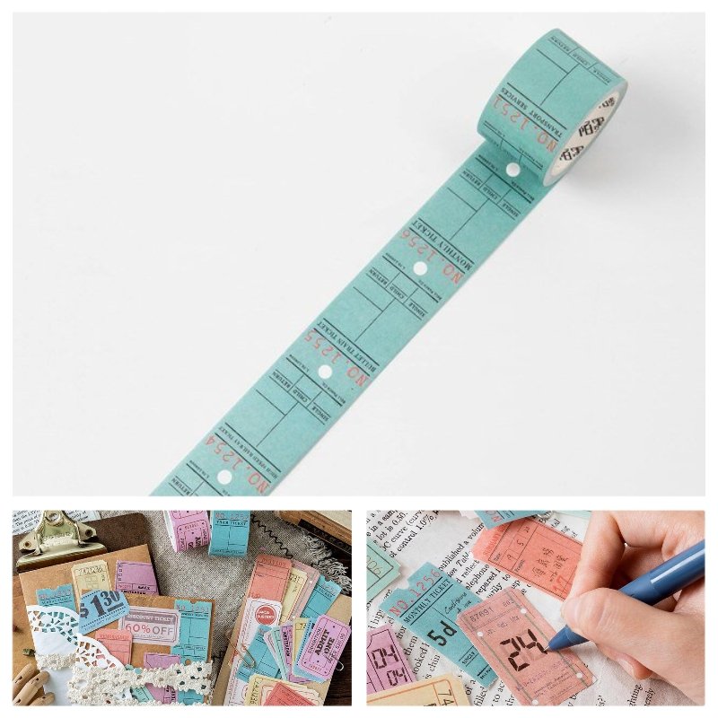 マスキングテープ レトロ チケット風 かわいい デコレーション ステッカー 日記 工芸 キッズ 子供 6