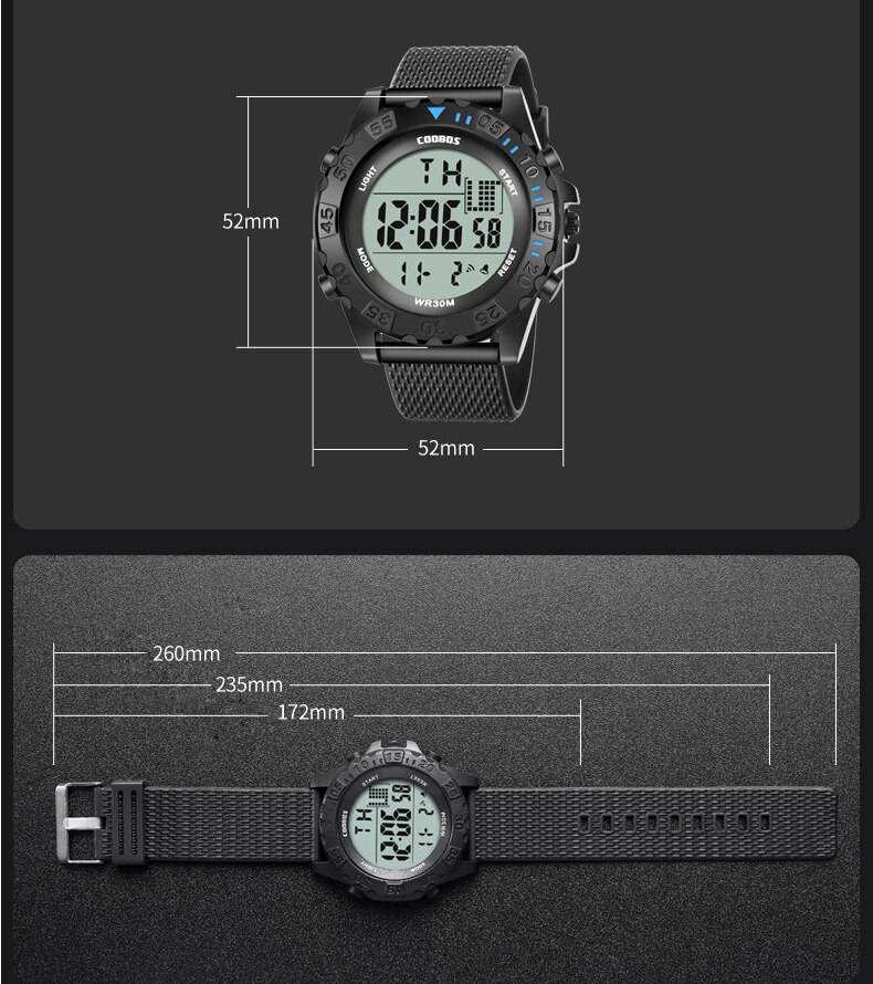 男性用 スポーツ ウォッチ ミリタリー デジタル 腕時計 生活防水 デイトウィーク ディスプレイ 日付表示 - 画像7