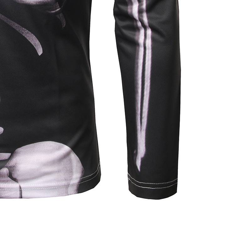 3D スケルトンプリント ロング Tシャツ メンズ ネタTシャツ ロンT 面白い ストリート ハロウィン スカル 骸骨 おもしろTシャツ 長袖 - 画像6