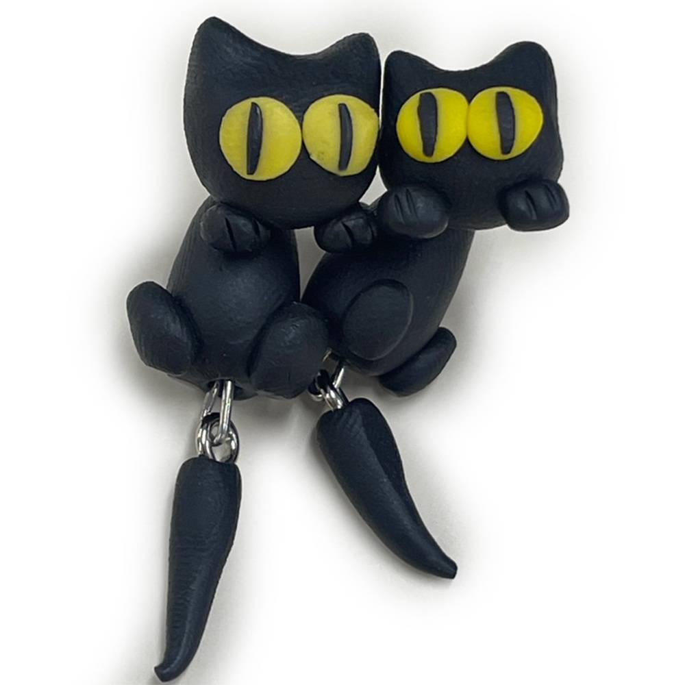 猫 ピアス レディース アクセサリー 女性 かわいい おしゃれ プレゼント ギフト イエロー三角しっぽ