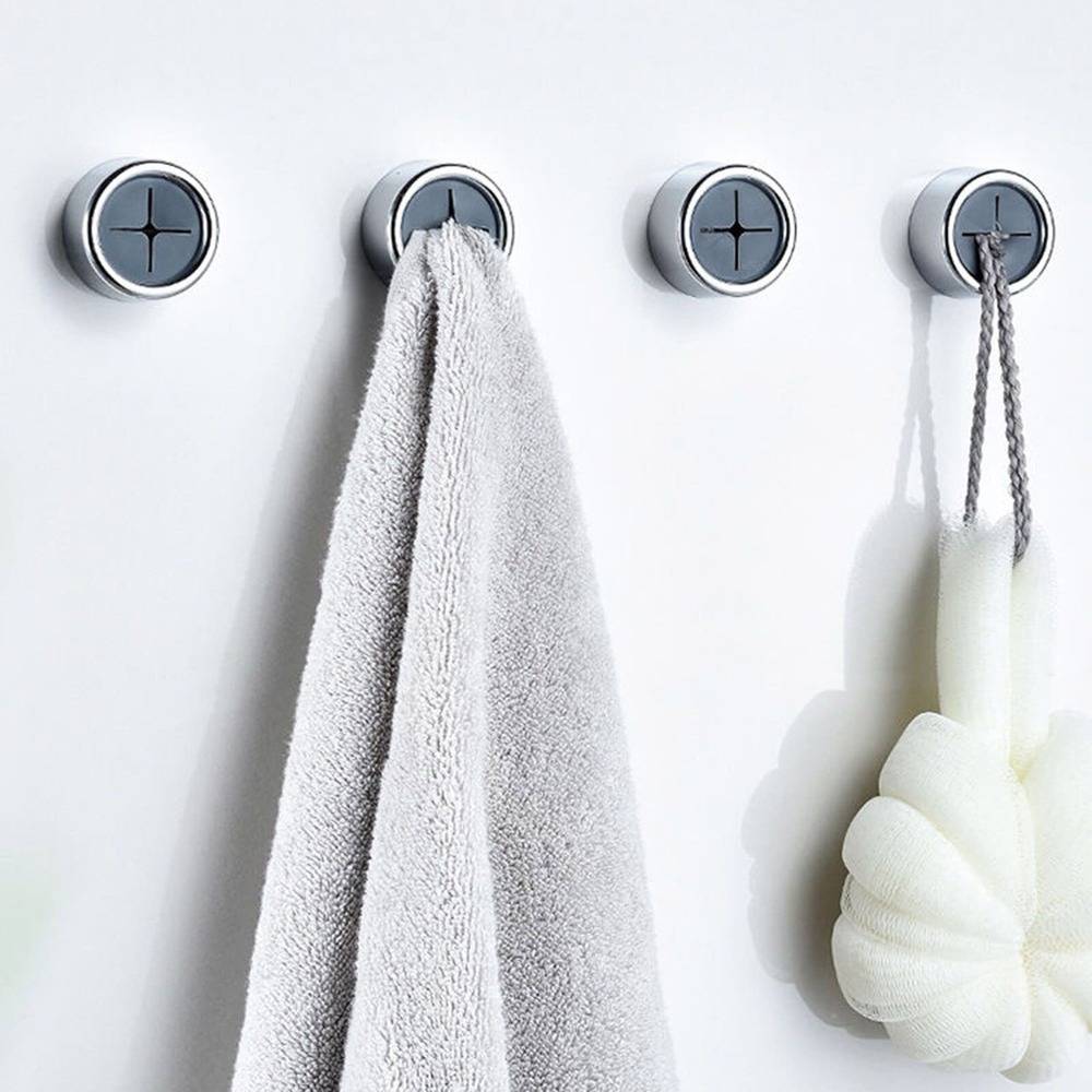 タオル掛け 粘着 壁フック タオルクリップ ラウンド ウォール マウント ハンガー バスルーム キッチン ホーム 衝突防止 安全ホルダー 1個