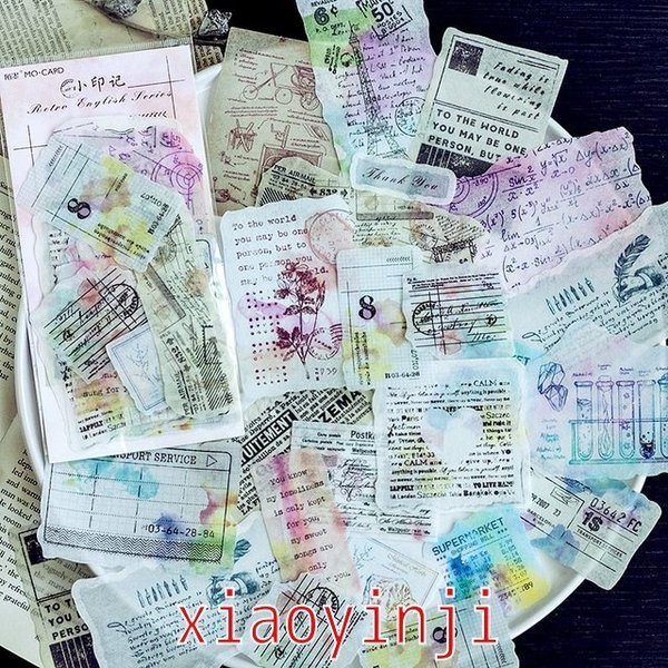 シンプル レトロ 英語 ダイアリー プランナー デコ モバイルステッカー スクラップ コラージュ xiaoyinji