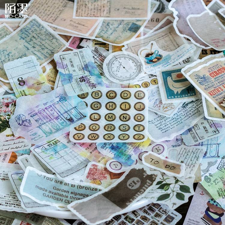 シンプル レトロ 英語 ダイアリー プランナー デコ モバイルステッカー スクラップ コラージュ xiaoyinji - 画像2