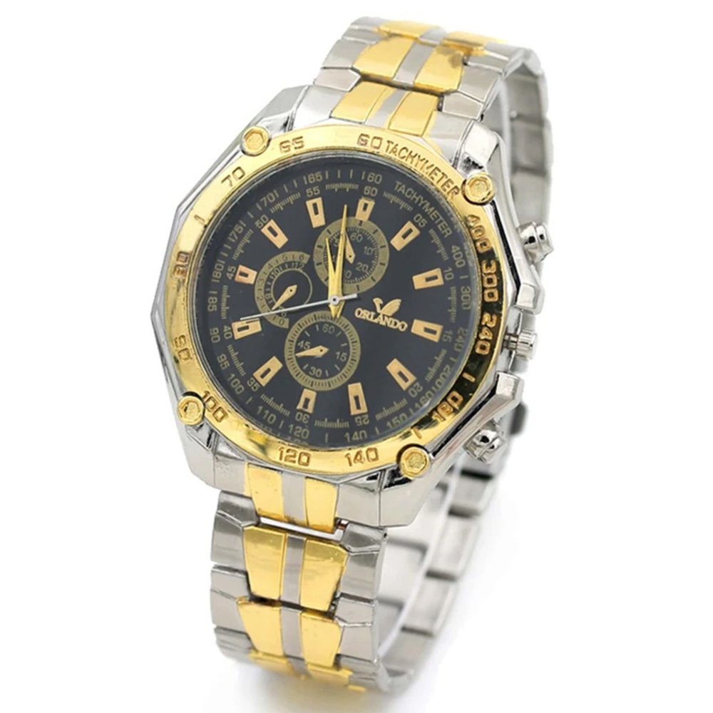 時計 メンズクォーツ腕時計 ステンレス鋼 男性時計 高級 ビジネス メンズ時計 腕時計 父の日 ギフト| 黒金