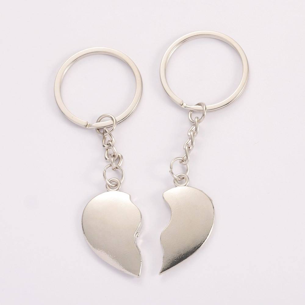 カップル キーホルダー ハート ペアデザイン 記念日 プレゼント ギフト シルバー 銀 - 画像2