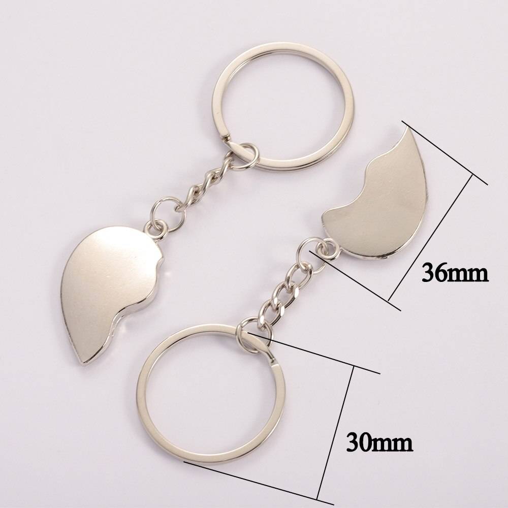 カップル キーホルダー ハート ペアデザイン 記念日 プレゼント ギフト シルバー 銀 - 画像3