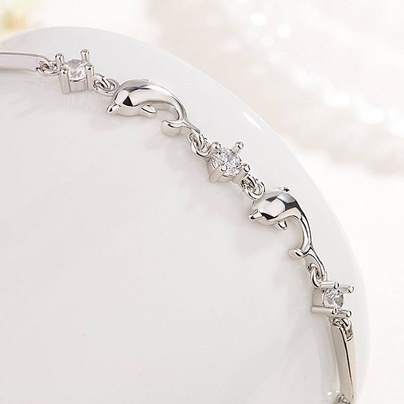 ドルフィン ブレスレット レディース シルバー イルカ ジルコニア 上品 可愛い プレゼント ギフト - 画像4