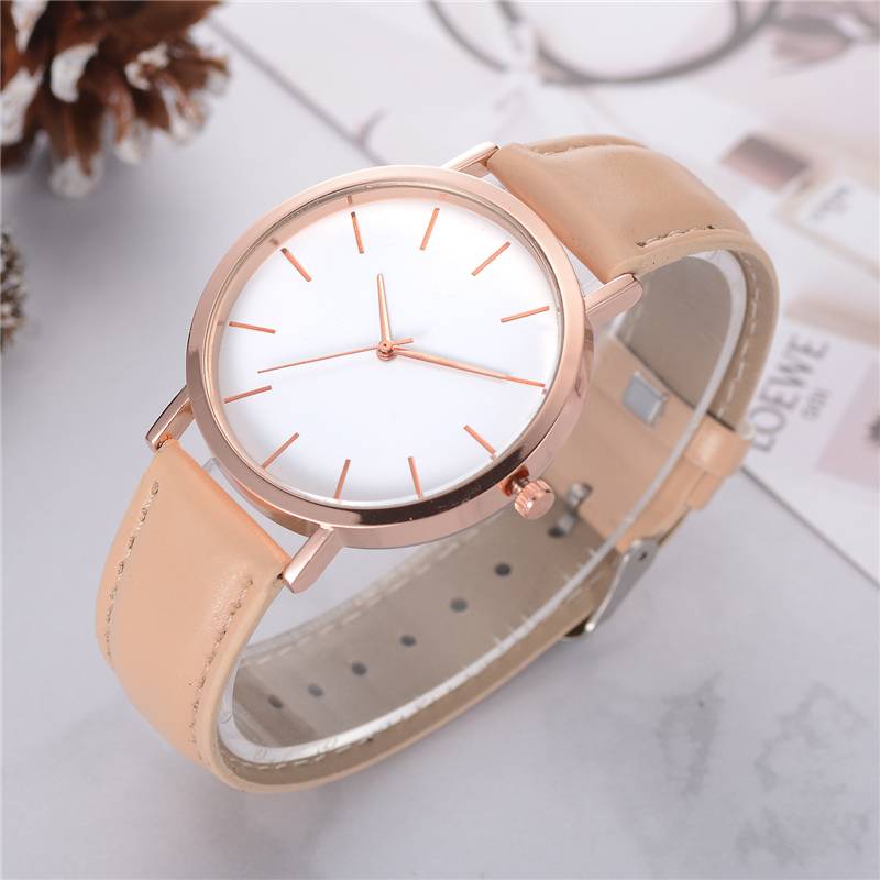 女性の腕時計 かわいいピンクの時計 女性のファッションレザーバンド クォーツ時計 |腕時計 - 画像6