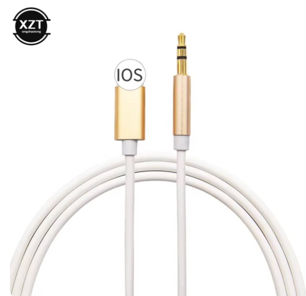 iPhone XS 7用 Auxコンバーターオーディオジャック|携帯電話  金-1メートル - 画像1