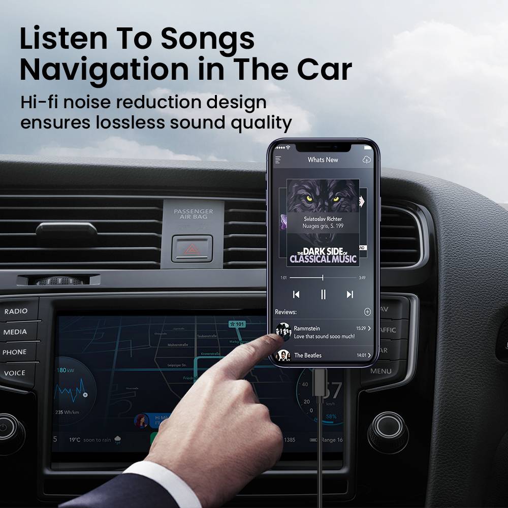 iPhone XS 7用 Auxコンバーターオーディオジャック|携帯電話  金-1メートル - 画像3